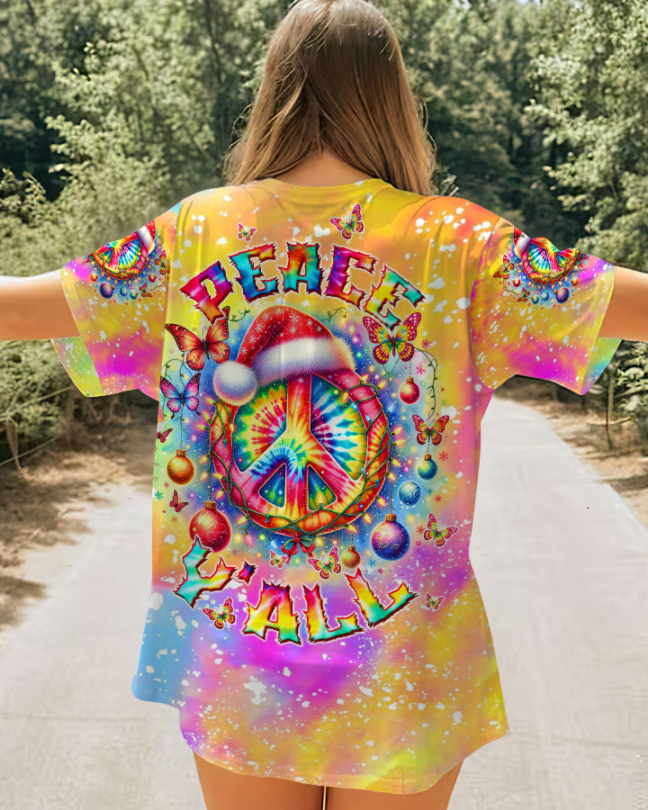 Peace Y'All Christmas T-Shirt Bright Holiday Shirt Peace Gifts For Christmas