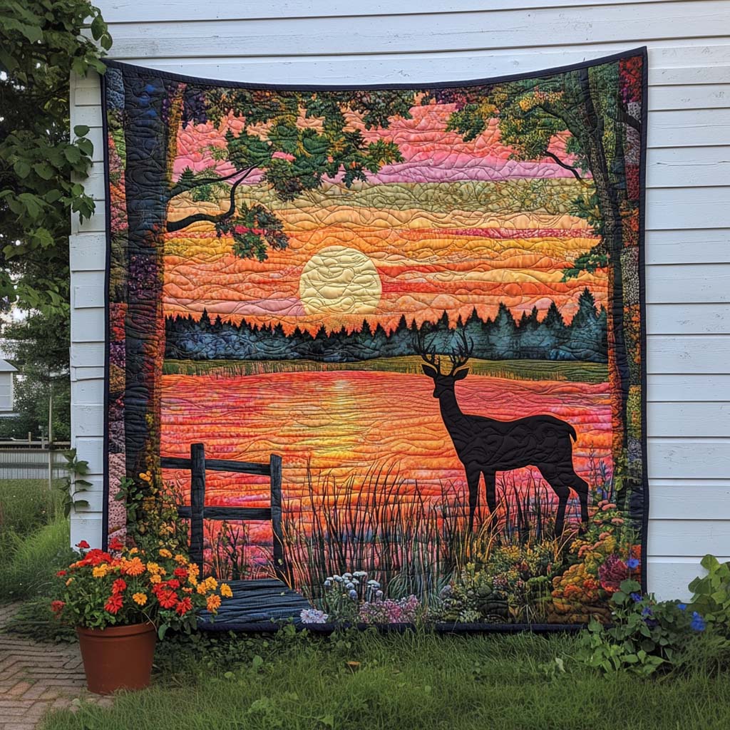 Peaceful Antlers Quilted Blanket Cool Throw Blanket Great Gifts For Deer Hunters