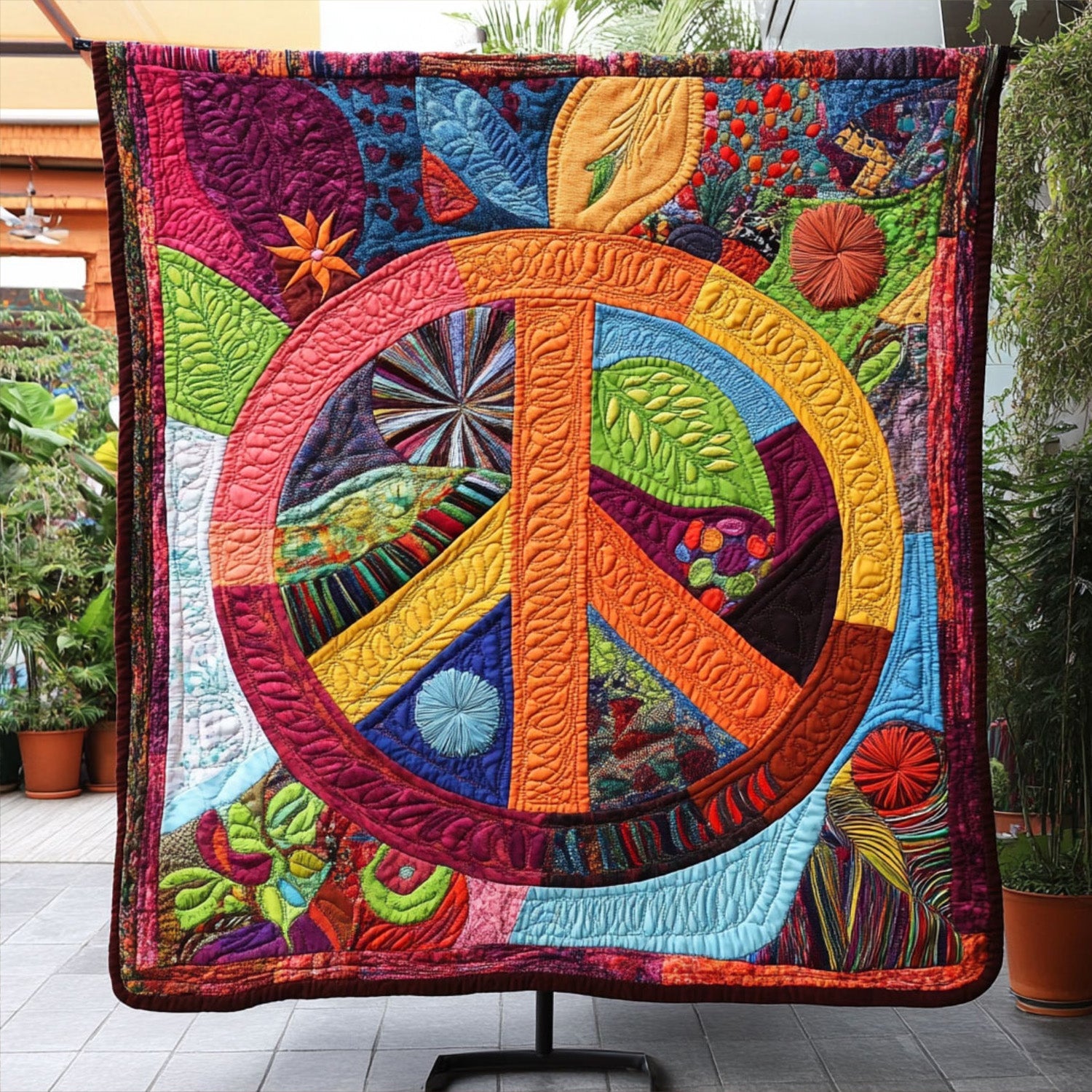 Peaceful Aura Quilted Blanket Bedroom Xmas Decor Gift Ideas For Hippie Mom