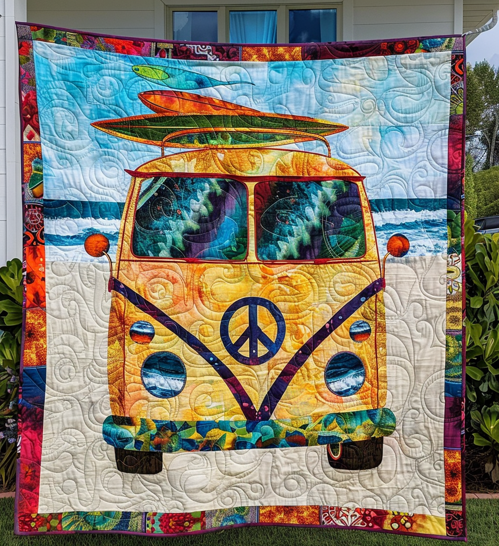 Peaceful Beach Journey Quilted Blanket Best Camping Gifts
