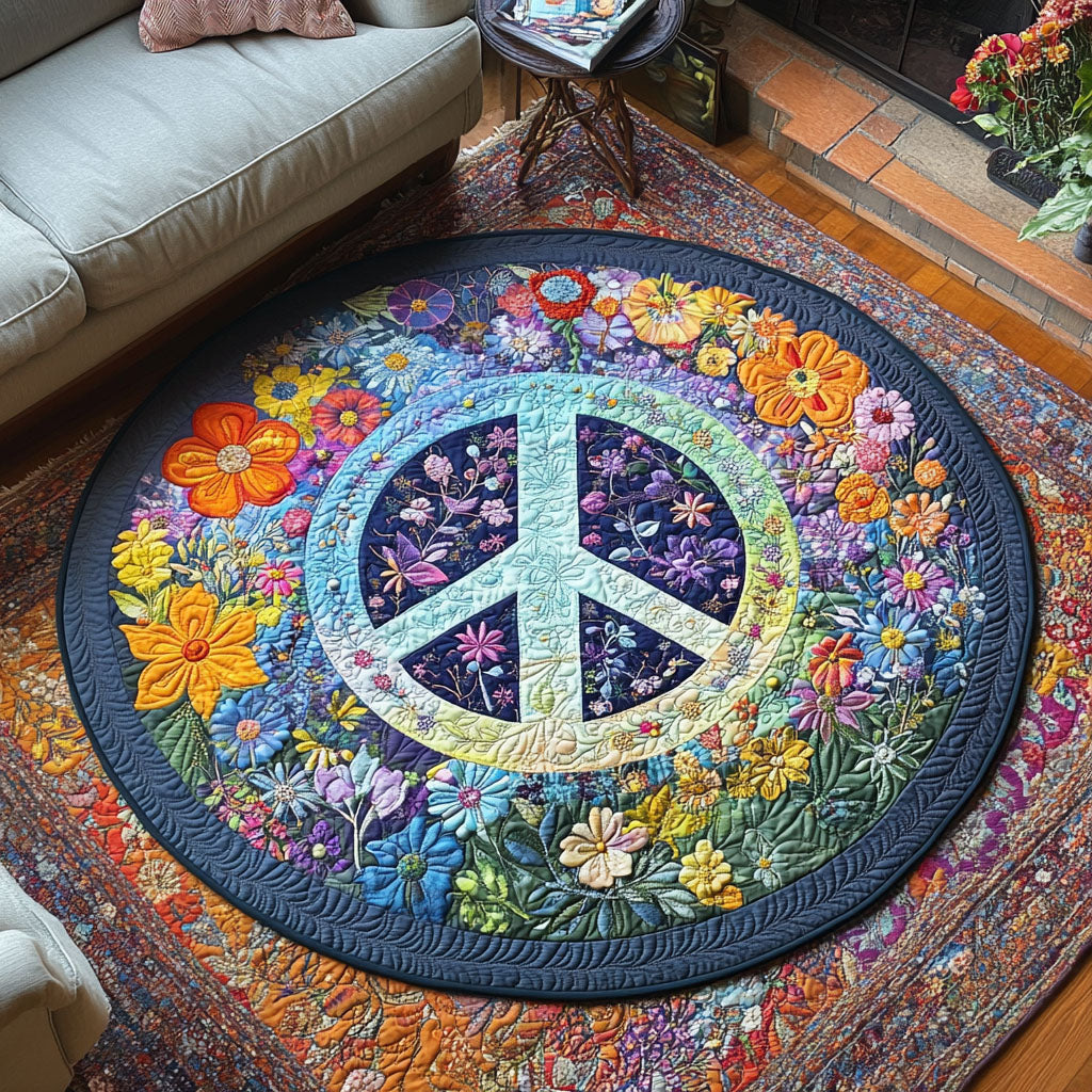 Peaceful Blooms Quilted Round Mat Front Door Idea Lavender Birthday Gifts