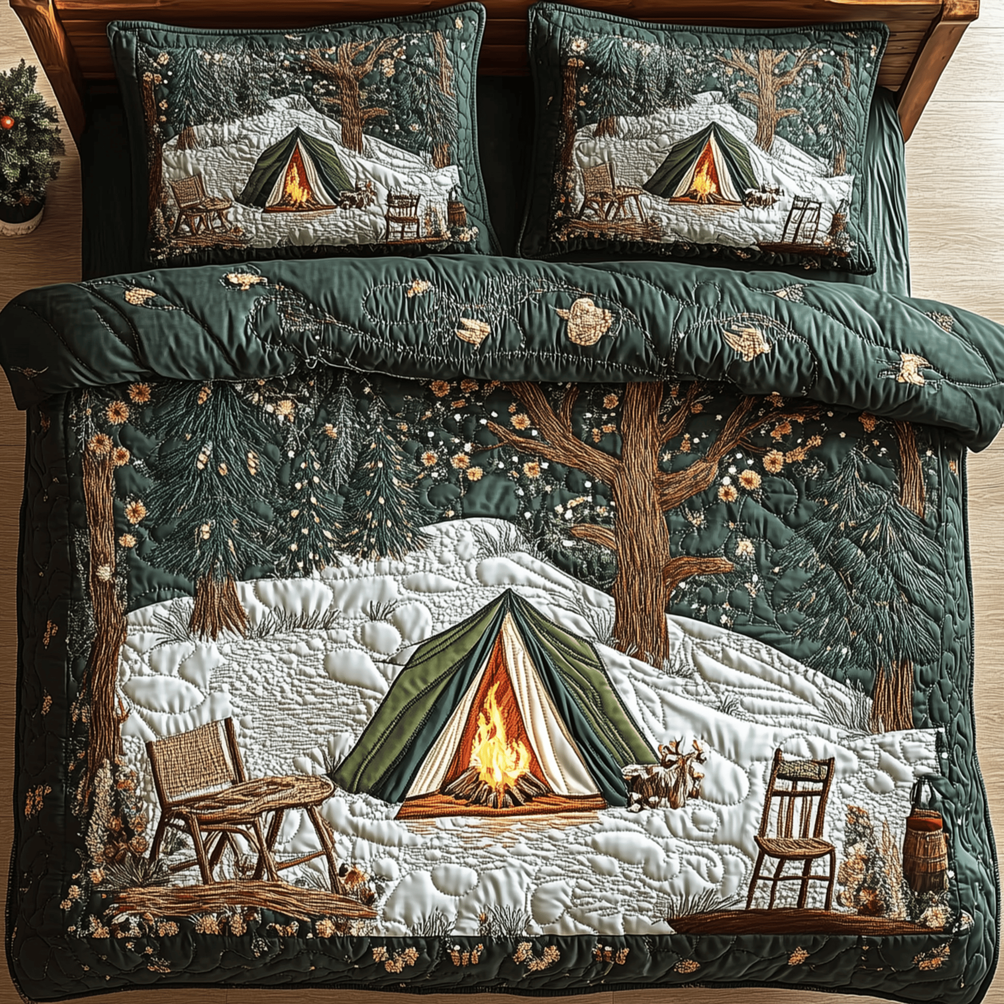 Peaceful Camping Life Quilted Bedding Set Gifts For Camper Owners
