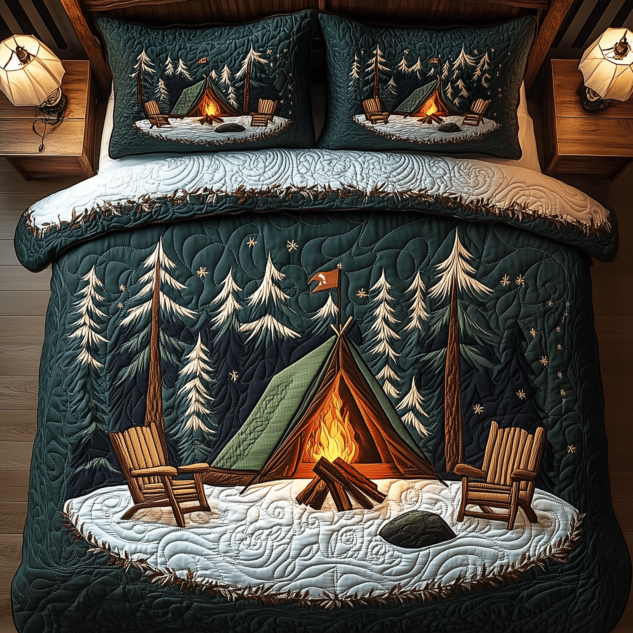 Peaceful Camping Life Quilted Bedding Set Gifts For People With Campers