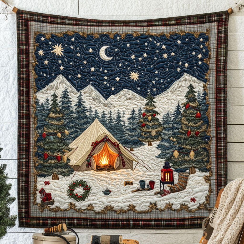Peaceful Camping Quilted Blanket Queen Size Blanket Best Christmas Gifts 2025