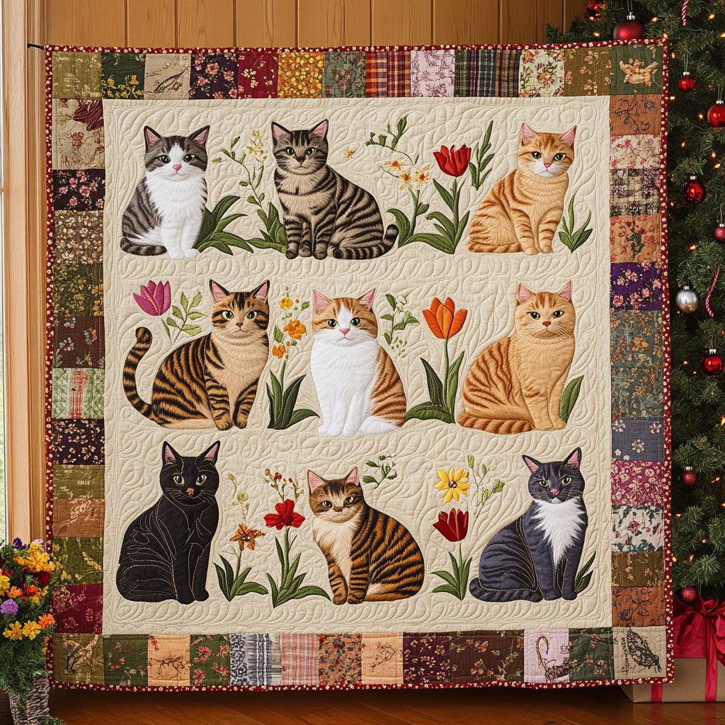 Peaceful Cat Garden Quilt Blanket Sofa Throws Awesome Gifts For Cat Lovers
