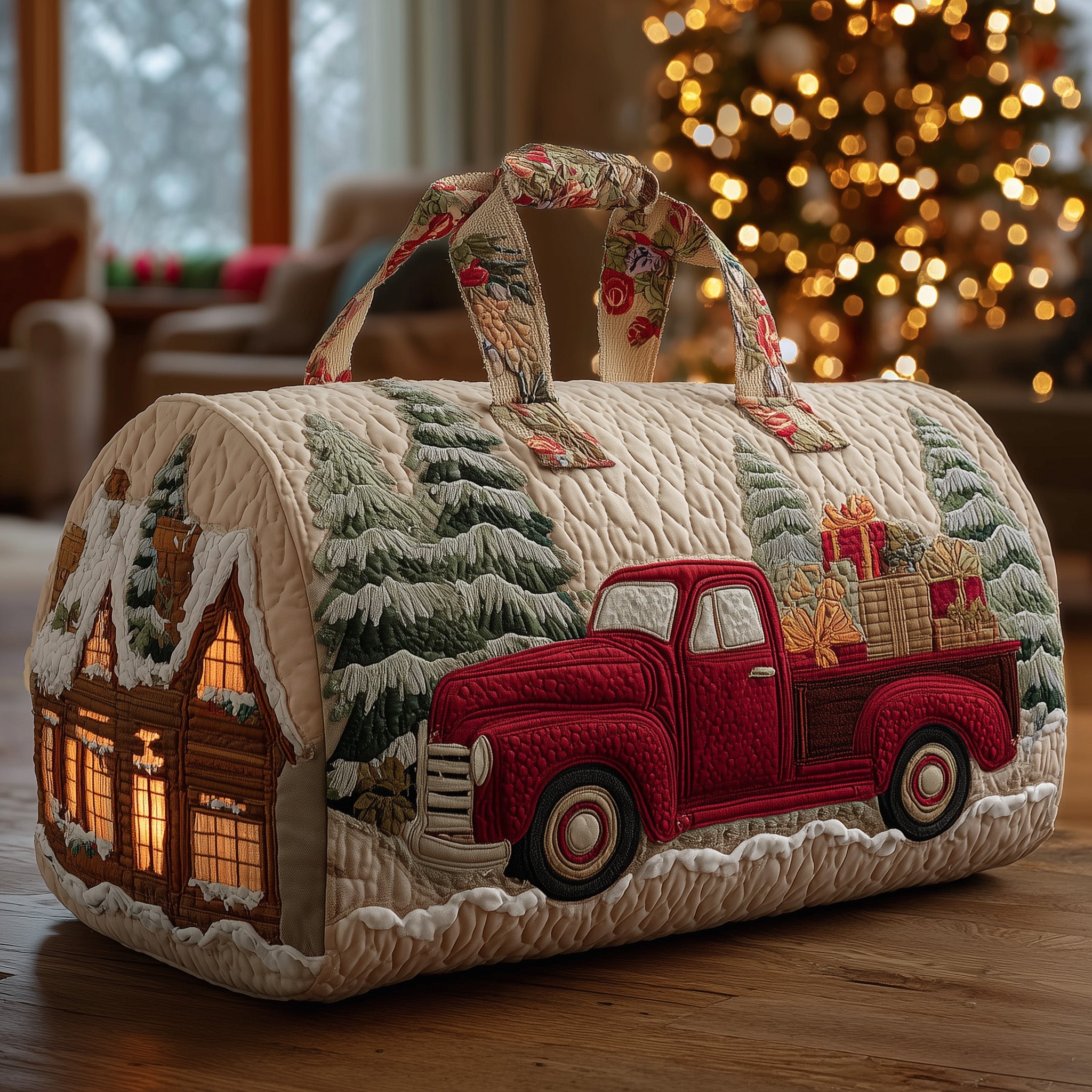 Peaceful Christmas Quilted Duffle Bag Gift For Her