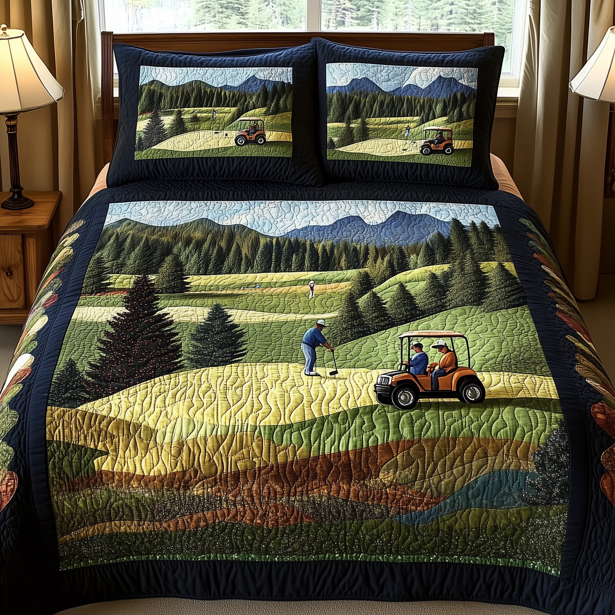 Peaceful Day By Par Quilted Bedding Set Duvet Cover Merchandise Unusual Golf Presents
