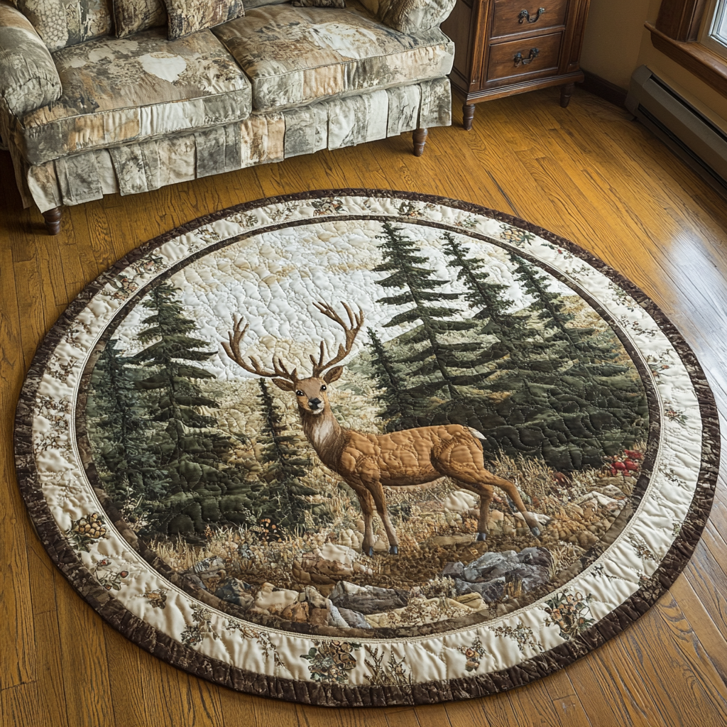 Peaceful Doe Quilted Round Mat Outdoor Decor Farmer Fathers Day