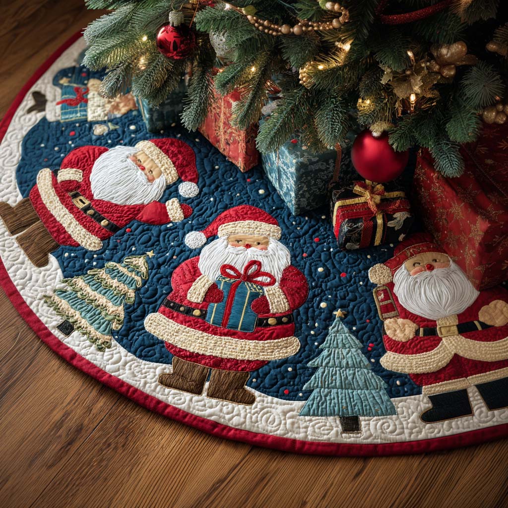 Peaceful Eve Christmas Quilted Tree Skirt Perfect Holiday Gift for Home Decor Lovers