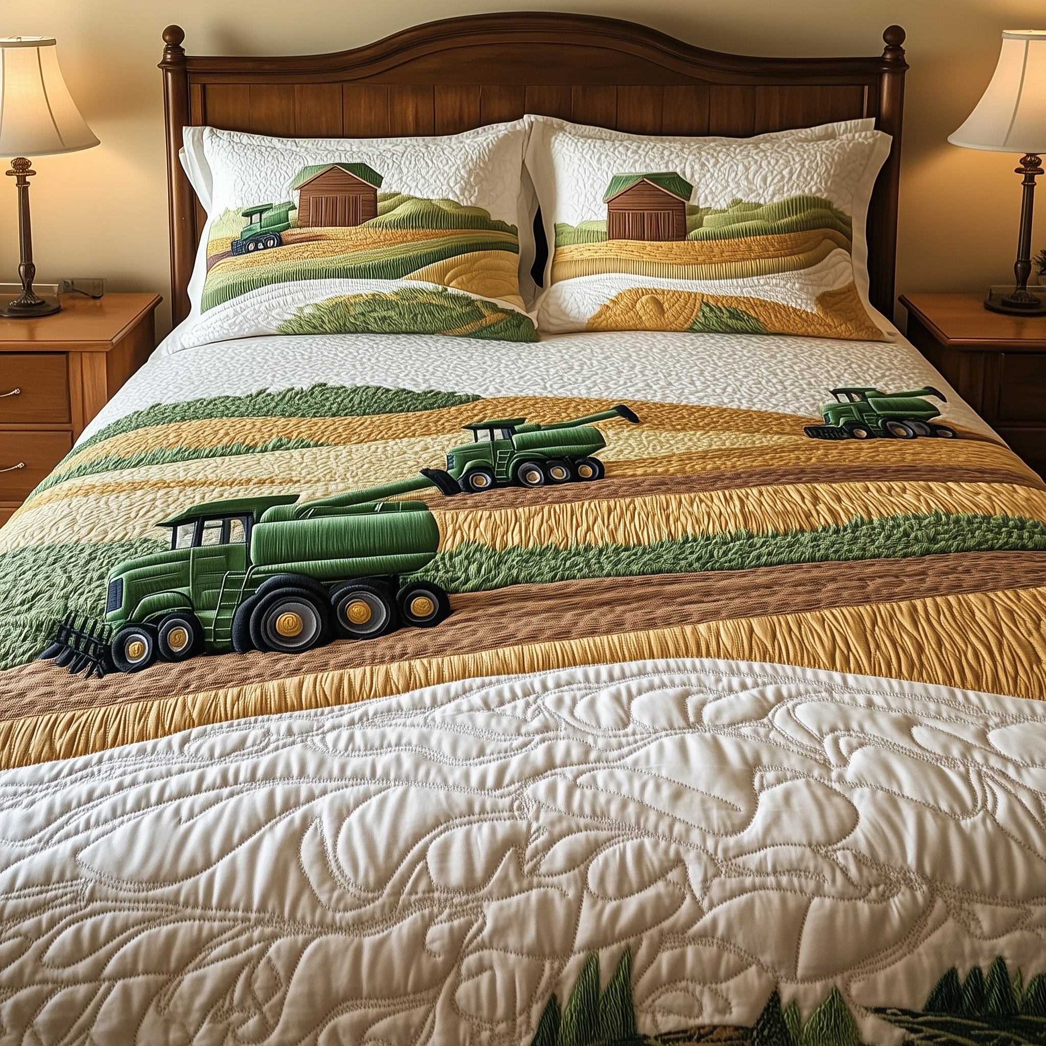 Peaceful Farm Life Quilted Bedding Set Duvet Cover Merchandise Gifts For Tractor Lovers
