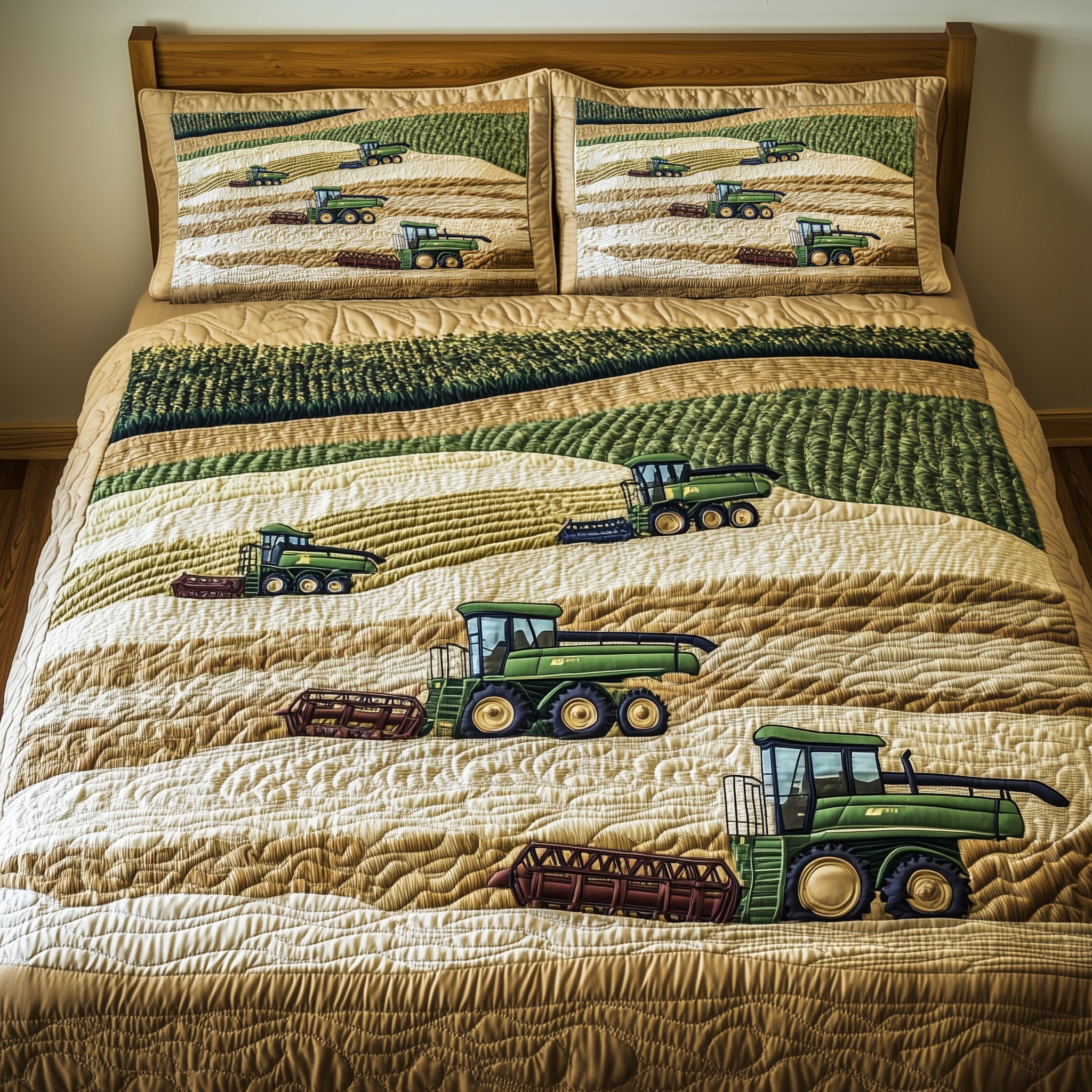 Peaceful Farm Life Quilted Bedding Set Duvet Cover Merchandise Presents For Tractor Lovers