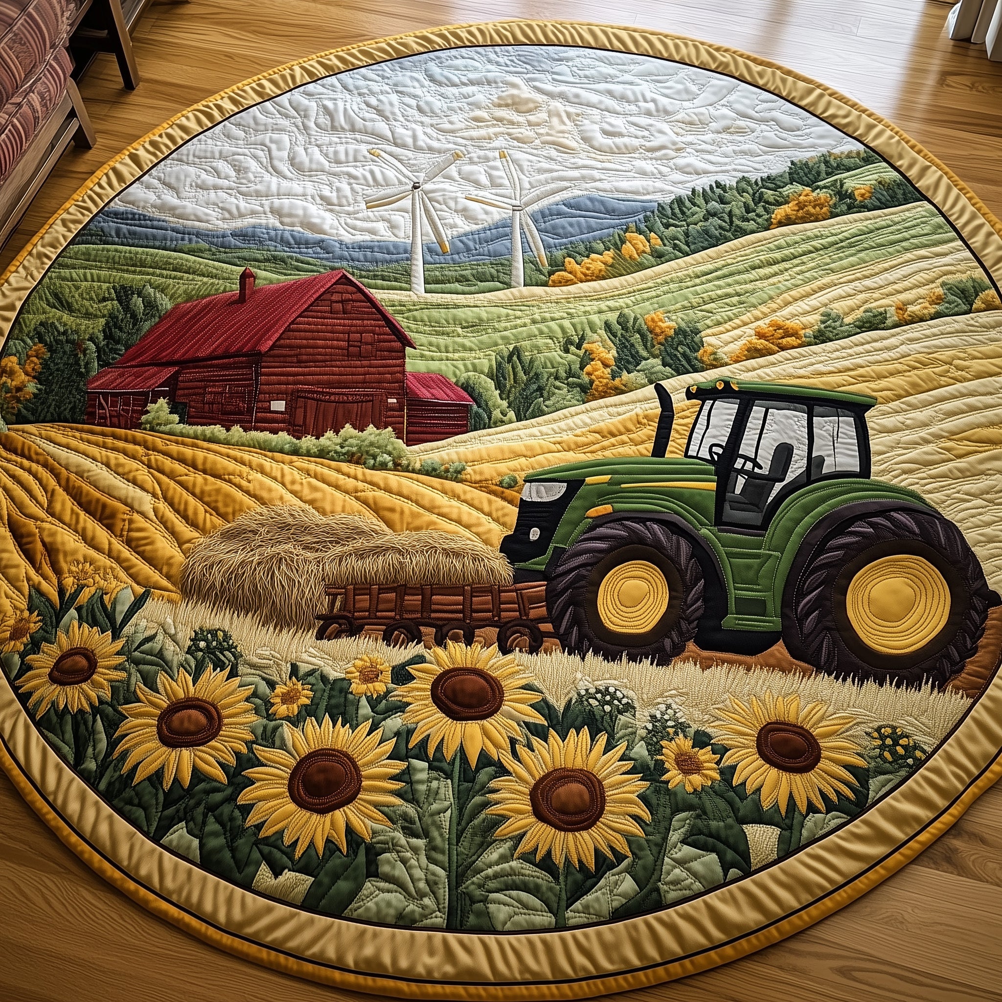 Peaceful Farm Life Quilted Round Mat Gftohd7632 Gift For Her
