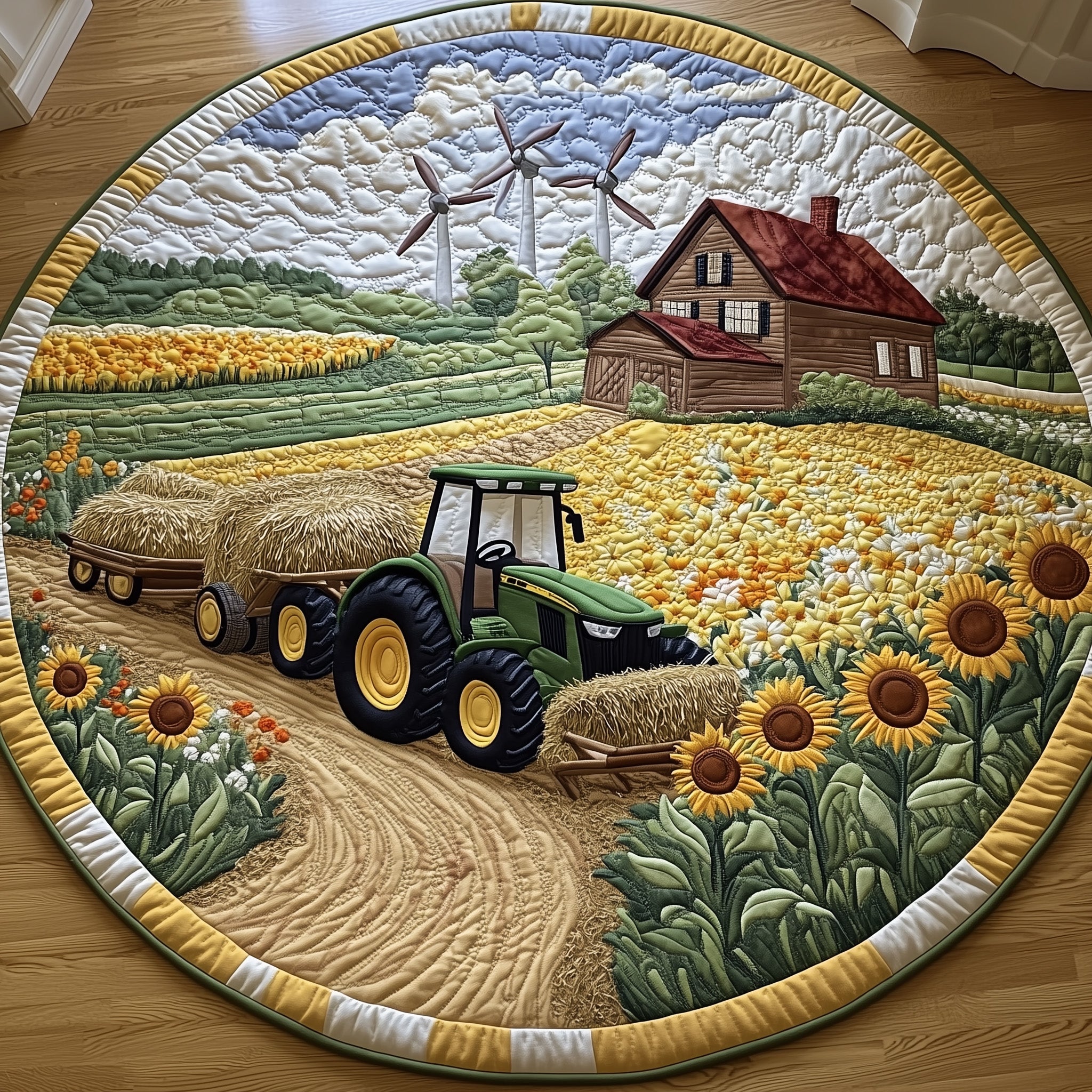 Peaceful Farm Life Quilted Round Mat Gftohd7634 Gift For Dad