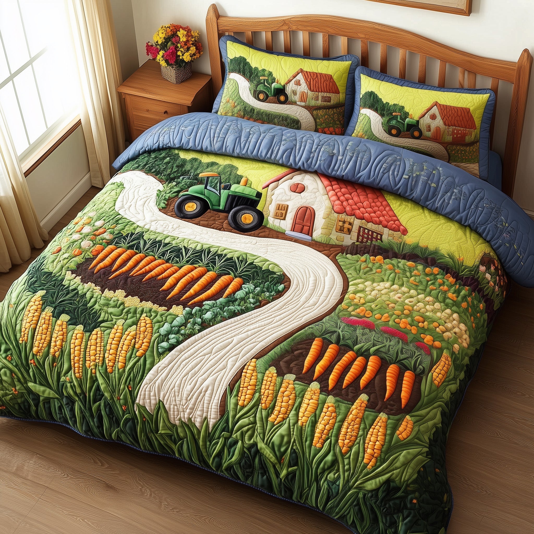 Peaceful Farm Quilted Bedding Set Duvet Cover Merchandise Best Gifts For Farmers