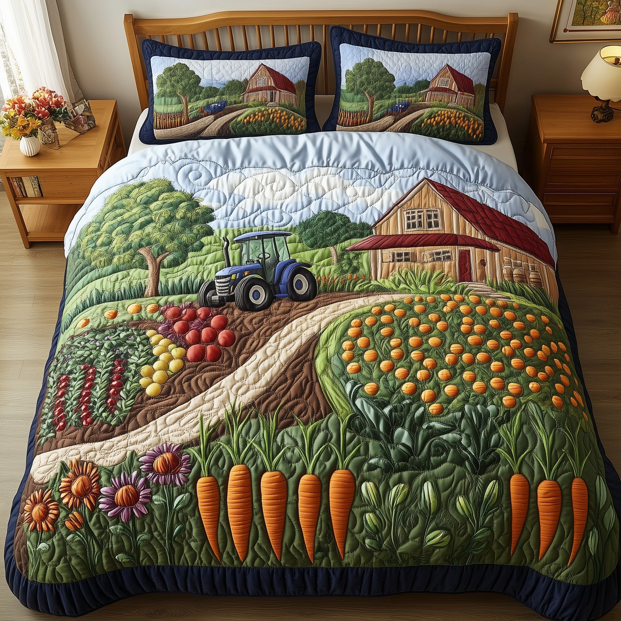 Peaceful Farm Quilted Bedding Set Duvet Cover Merchandise Best Present For A Farmer