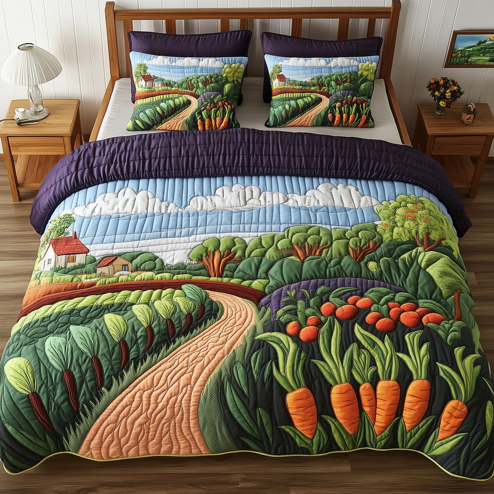 Peaceful Farm Quilted Bedding Set Duvet Cover Merchandise Best Presents For Farmers