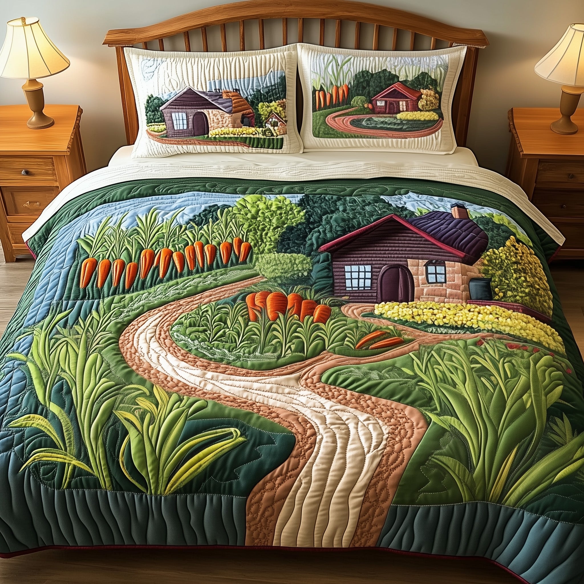 Peaceful Farm Quilted Bedding Set Duvet Cover Merchandise Christmas Gifts For Farmers