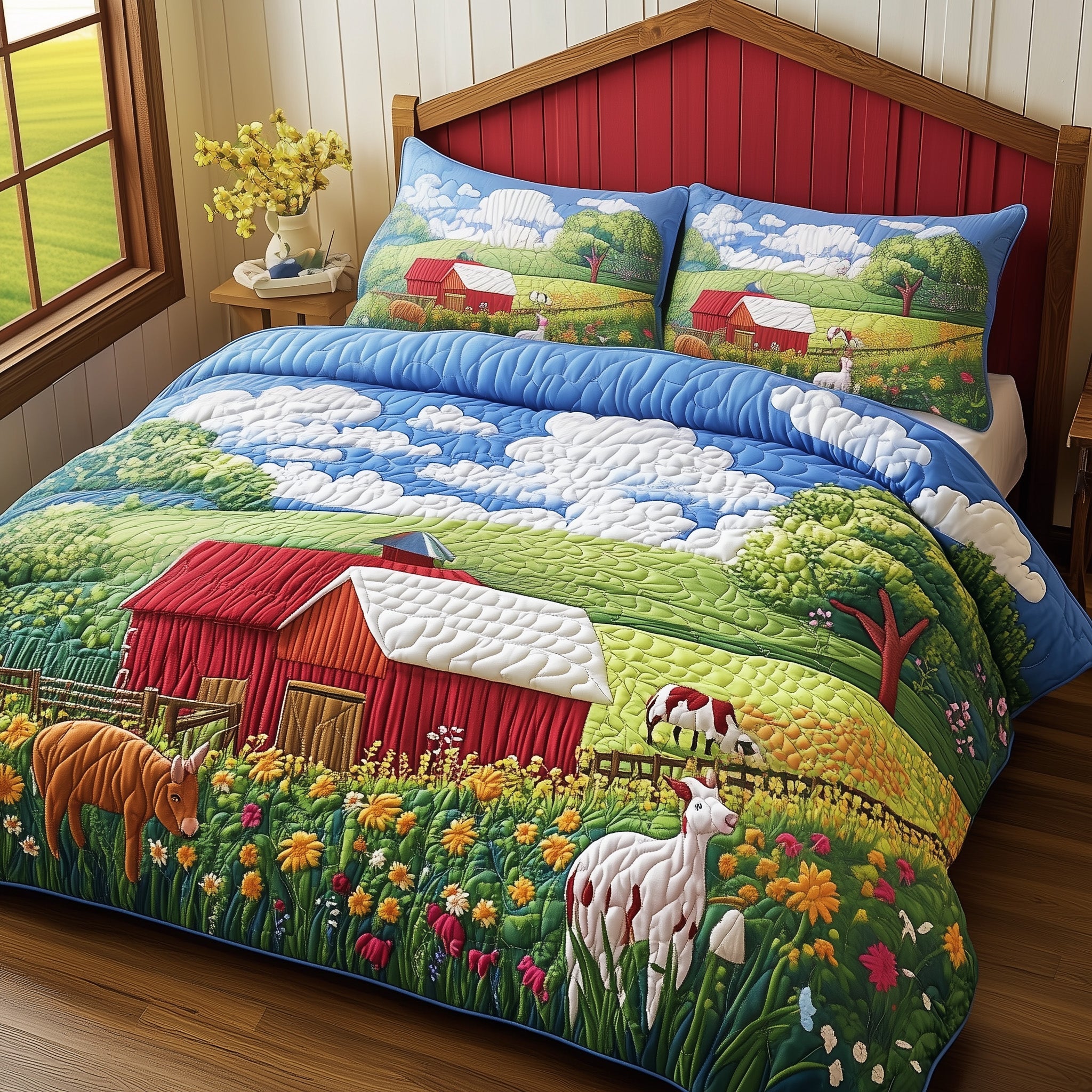 Peaceful Farm Quilted Bedding Set Duvet Cover Merchandise Unique Gifts For Farmers