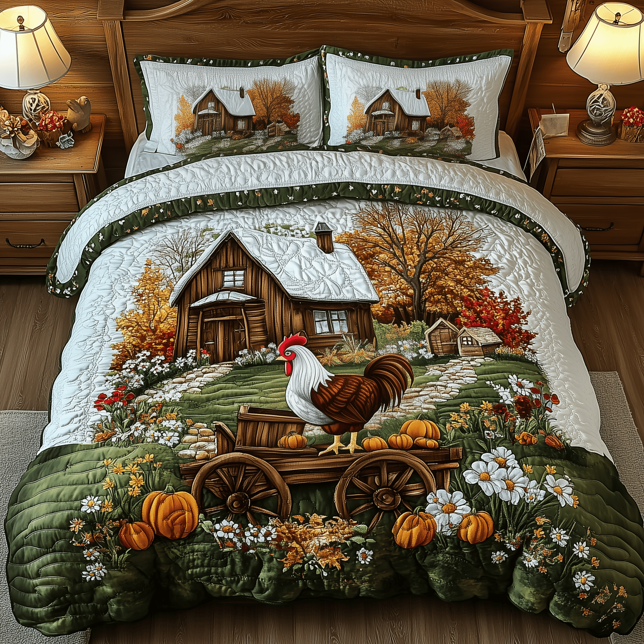 Peaceful Farmhouse Quilted Bedding Set Farmer Present Ideas