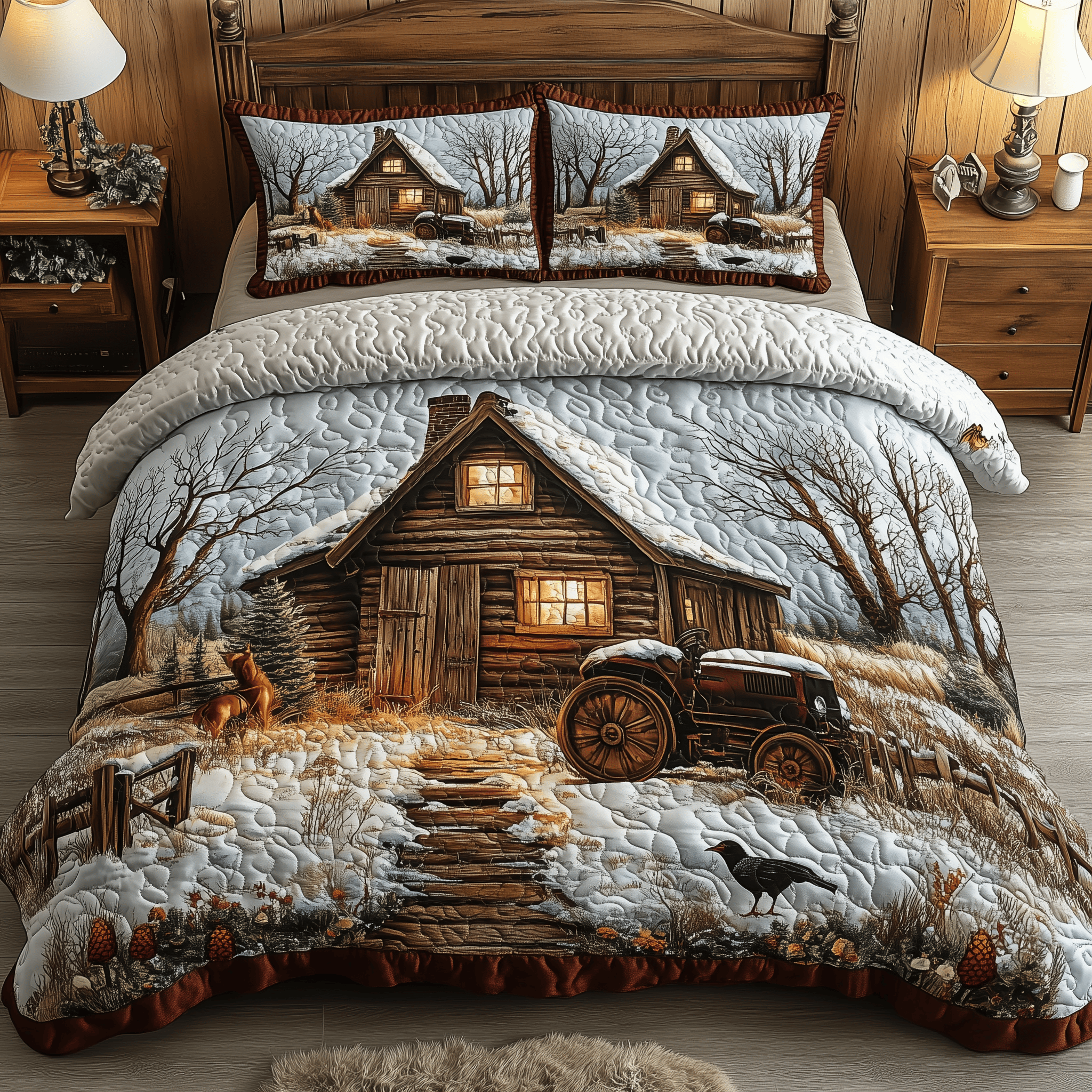 Peaceful Farmhouse Quilted Bedding Set Gift For Cattle Rancher