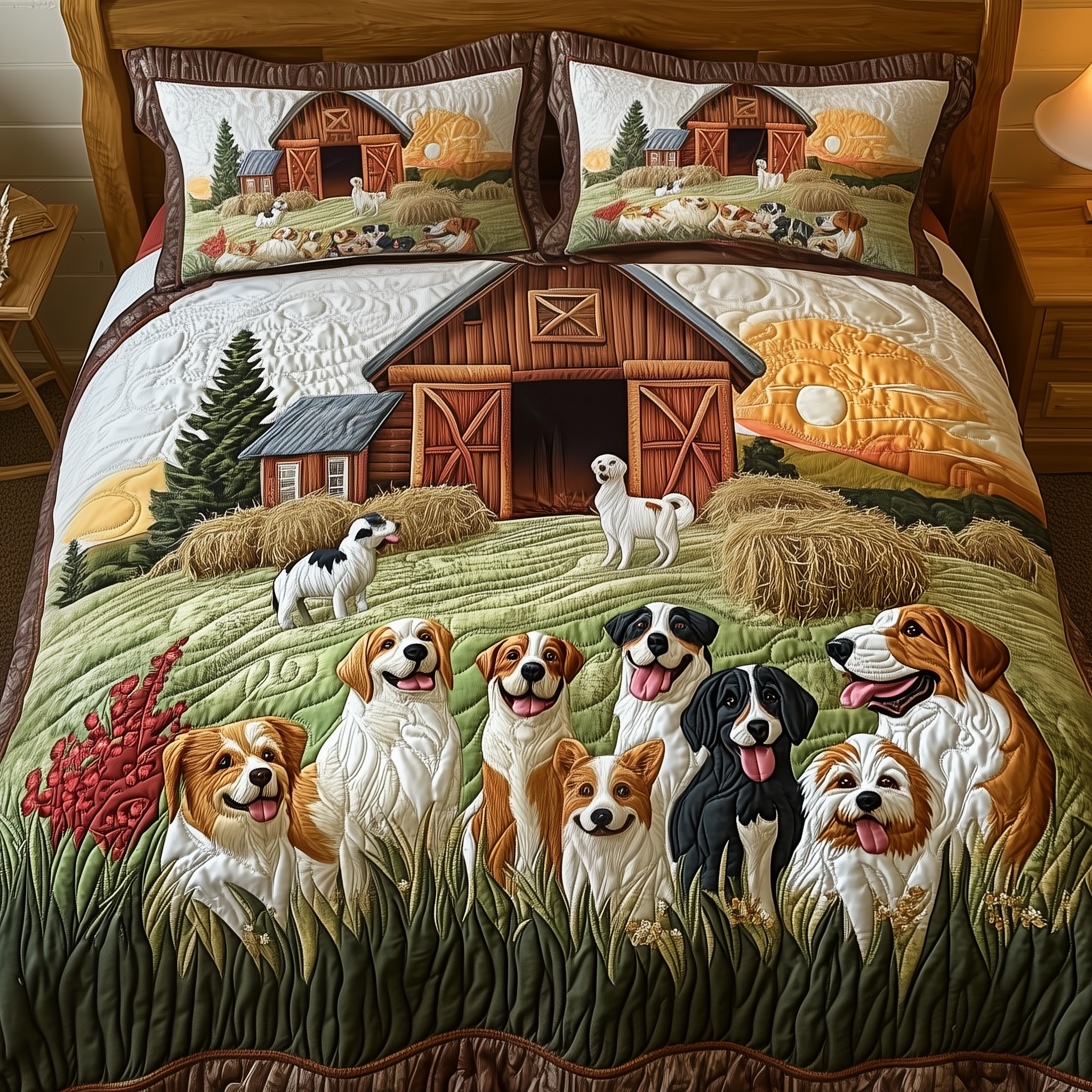 Peaceful Farmhouse Quilted Bedding Set Gift Ideas For Farmers