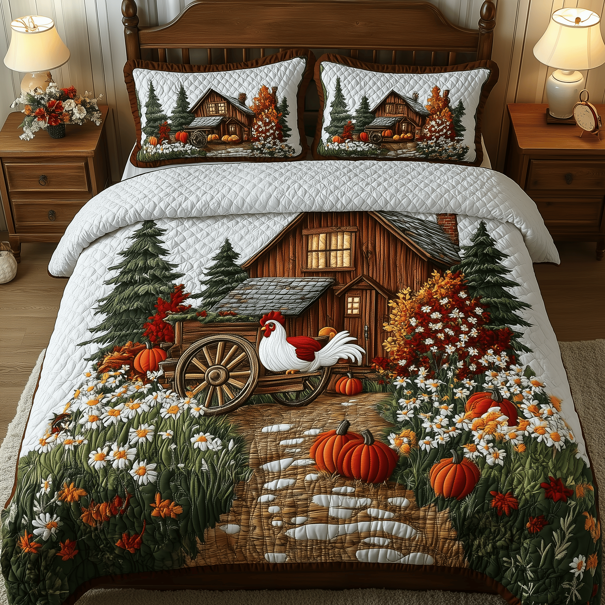 Peaceful Farmhouse Quilted Bedding Set Gift Ideas For Farmers