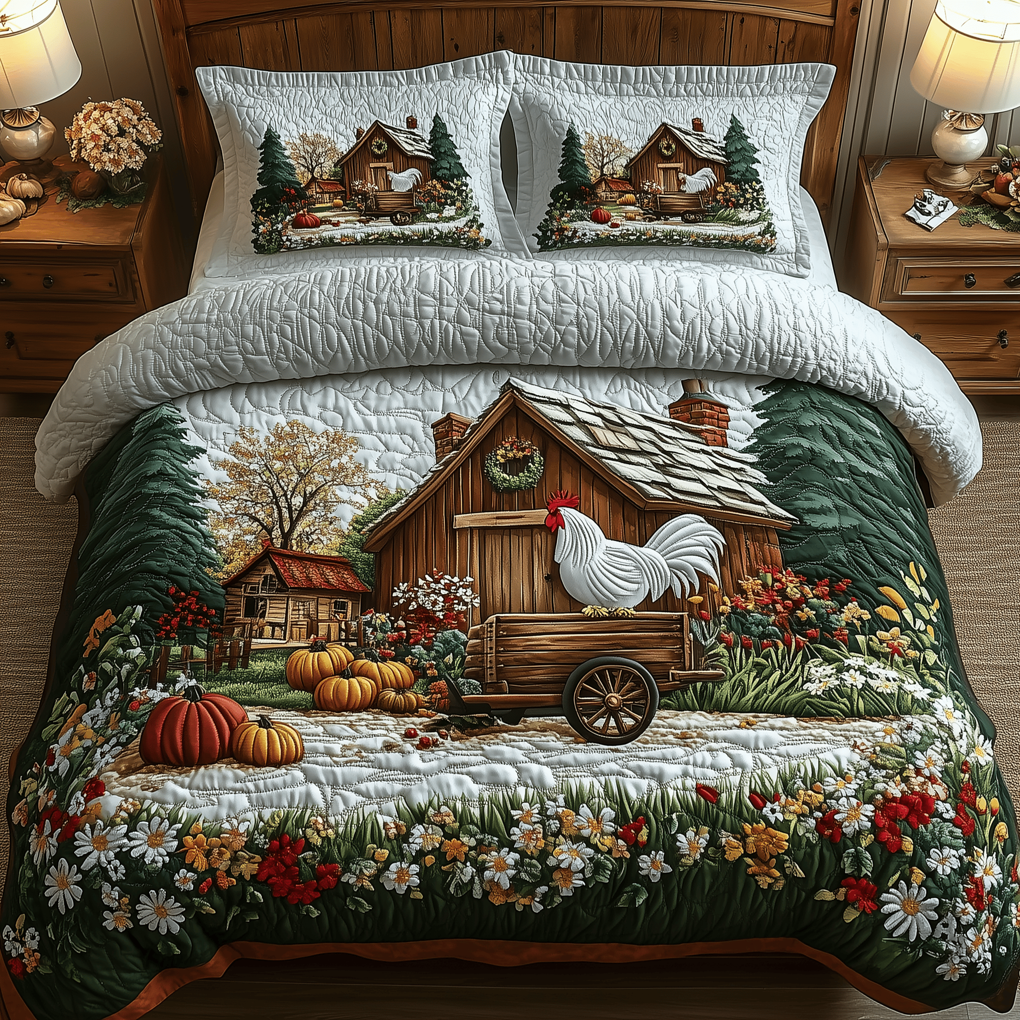Peaceful Farmhouse Quilted Bedding Set Presents For Farmers