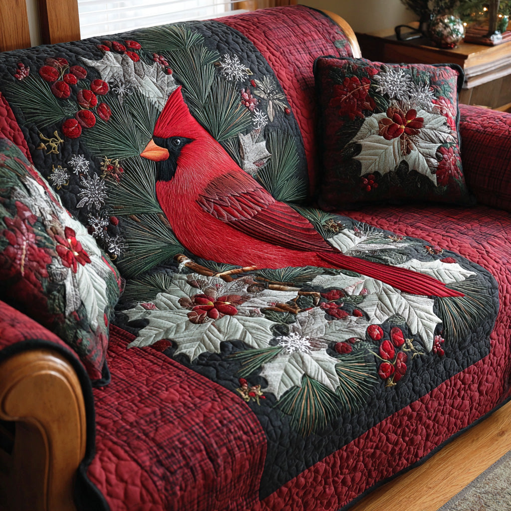 Peaceful Garden Flight Quilted Sofa Cover Holiday Living Christmas Decor Red Cardinal Gifts Ideas