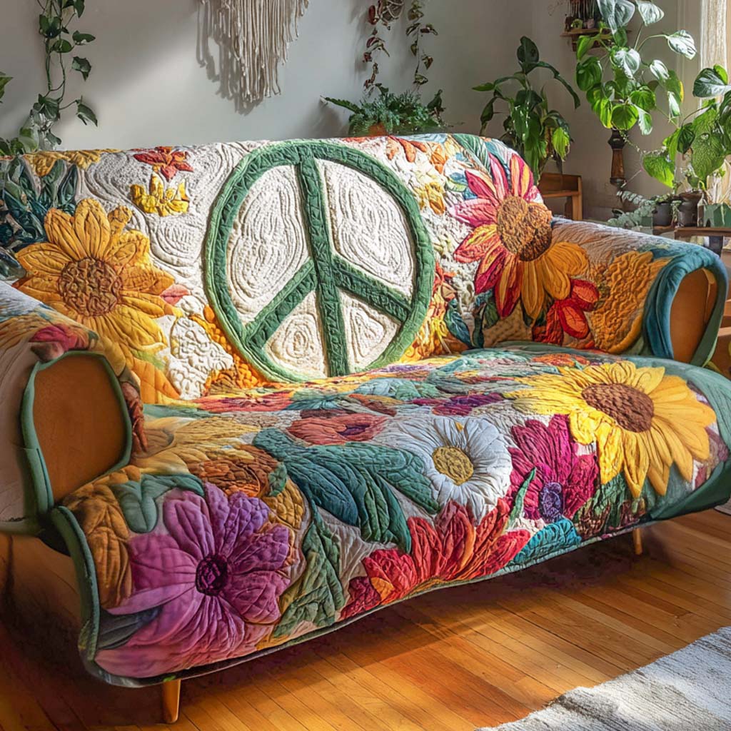 Peaceful Garden Quilted Sofa Cover Holiday Couch Covers Cool Gifts For Hippies