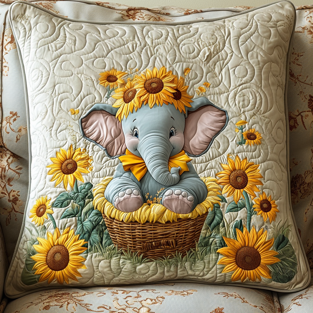 Peaceful Giant Quilted Pillow Case Decorative Pillow Cases Elephant Related Gifts