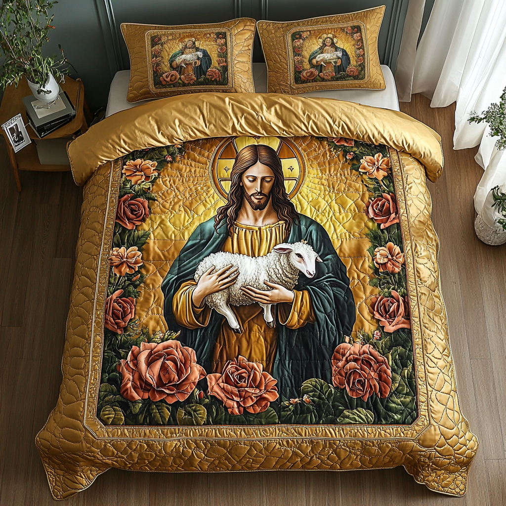 Peaceful Heart Quilted Bedding Set Best Bed Sheet Set Gifts For Christians