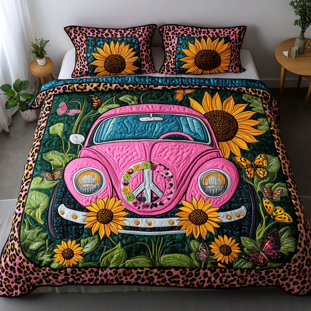 Peaceful Journey Quilted Bedding Set Holiday Duvet Cover Set Birthday Presents For Hippies