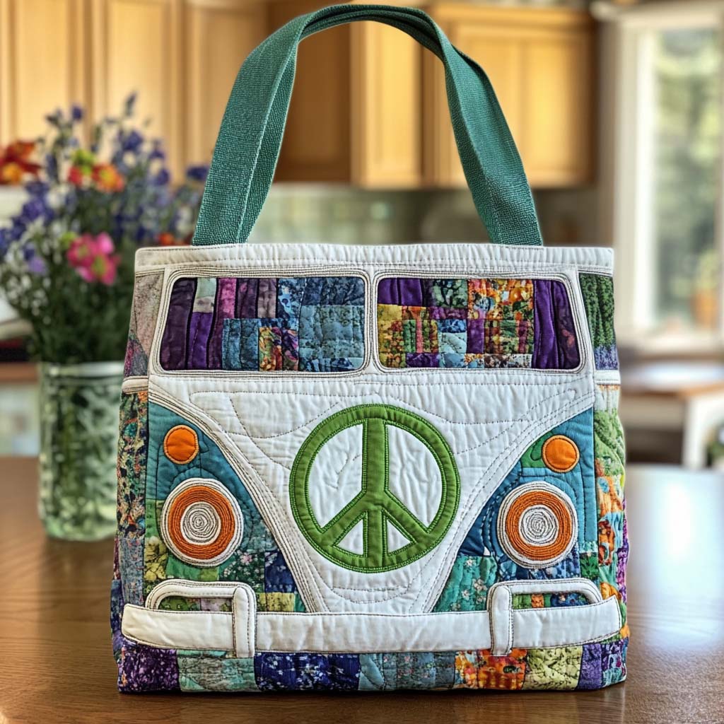 Peaceful Journey Quilted Tote Bag Unique Gifts For Hippies