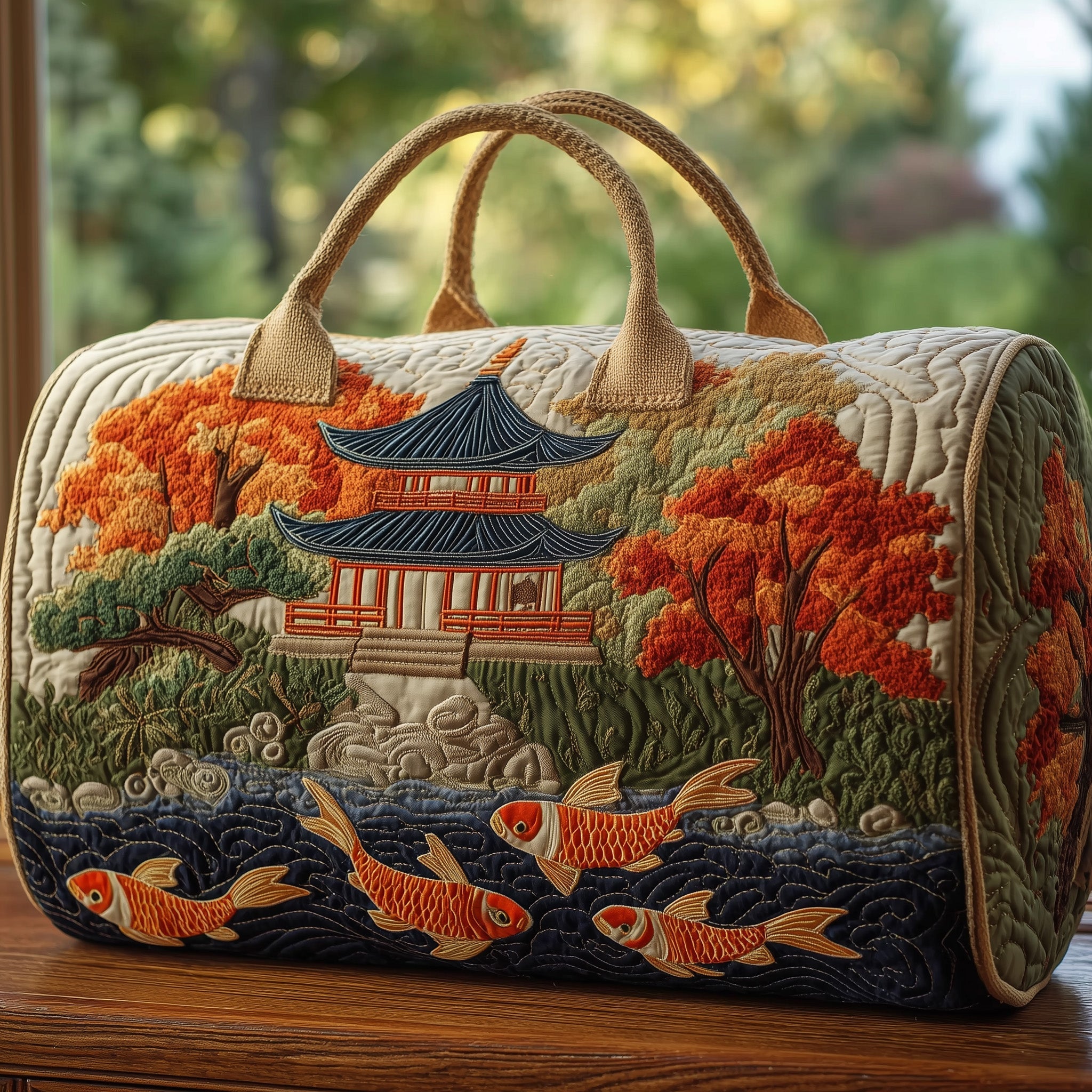 Peaceful Koi Quilted Duffle Bag Gift For Dad