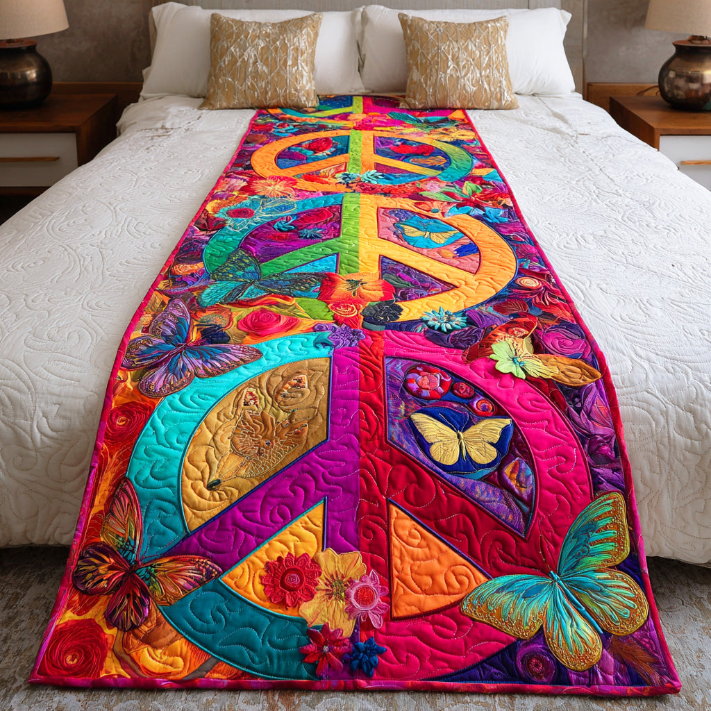 Peaceful Mind Quilted Bed Runner Bed Decorations Hippie Gifts For Mom