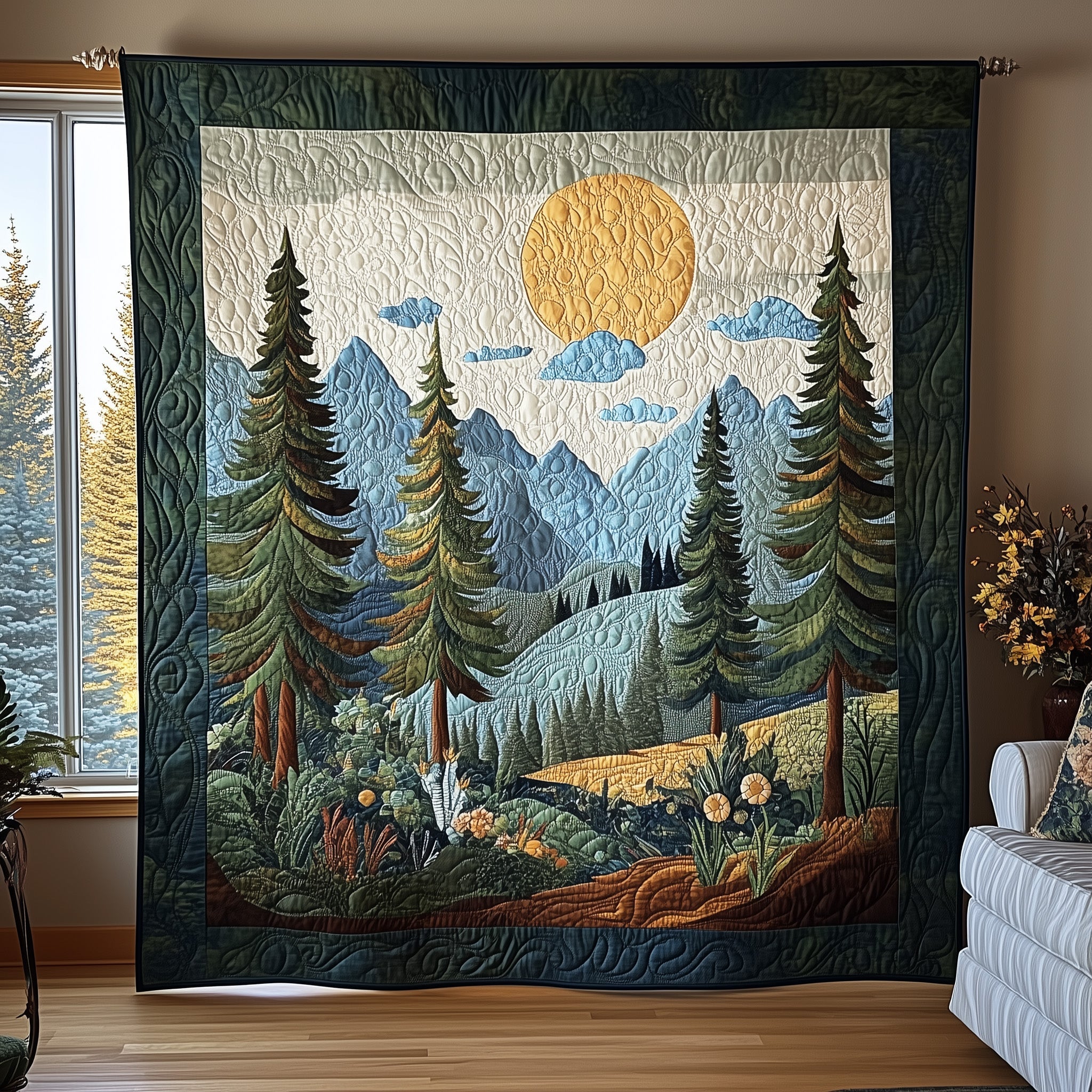 Peaceful Mountain Quilted Blanket Merchandise Throw BlanketBirthday Presents For Dad From Daughter