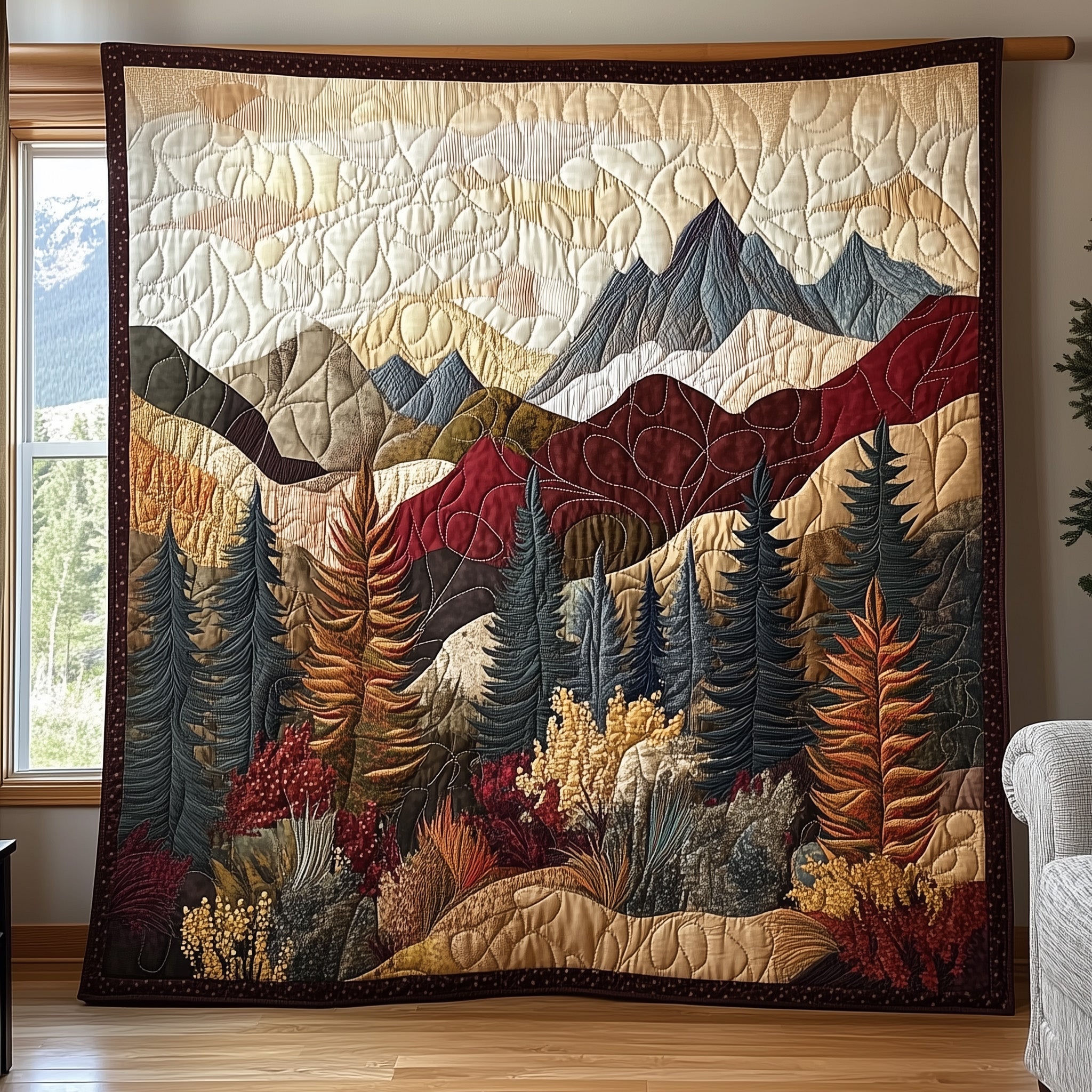 Peaceful Mountain Quilted Blanket Merchandise Throw BlanketDaddy Daughter Bracelet