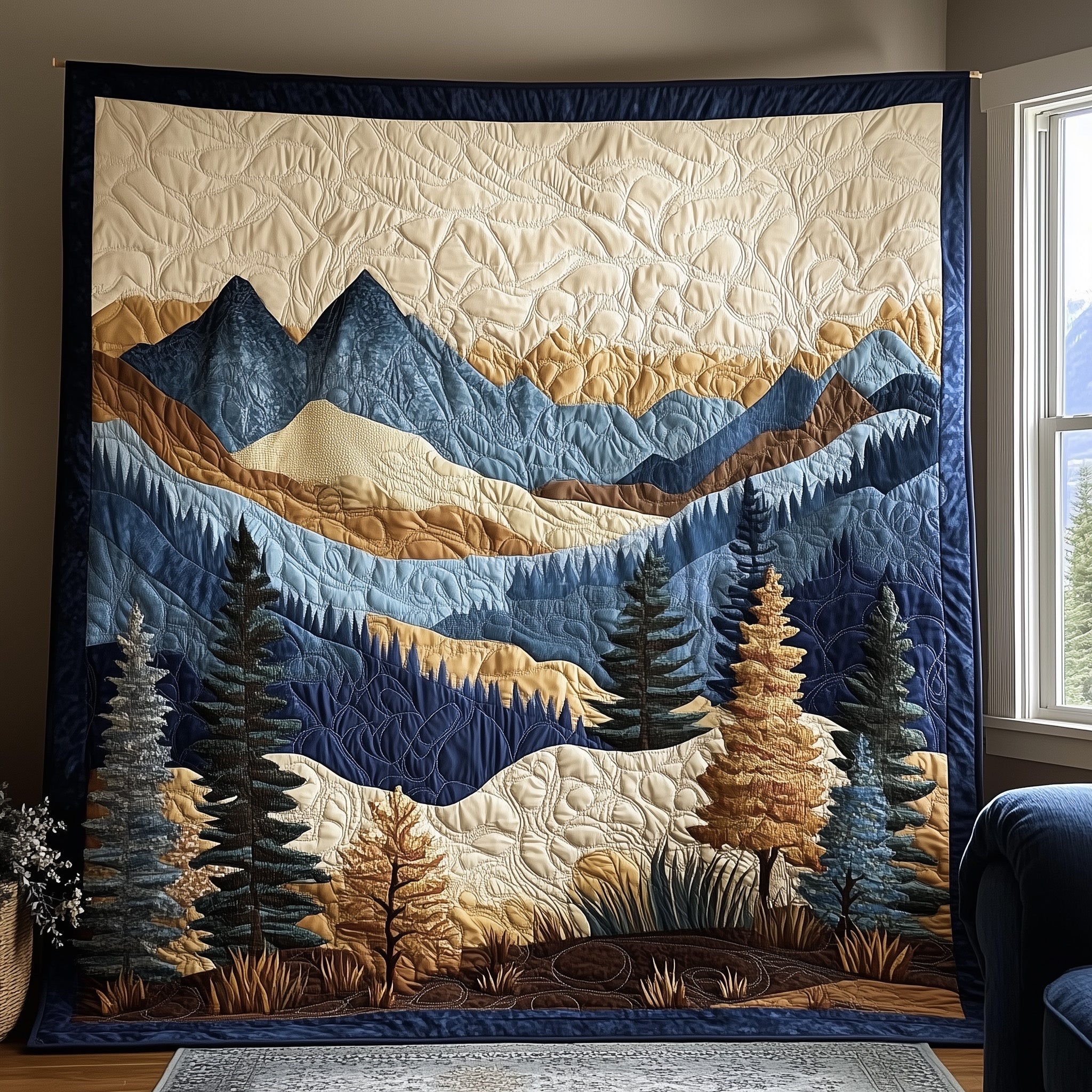 Peaceful Mountain Quilted Blanket Merchandise Throw BlanketFather Daughter Bracelet