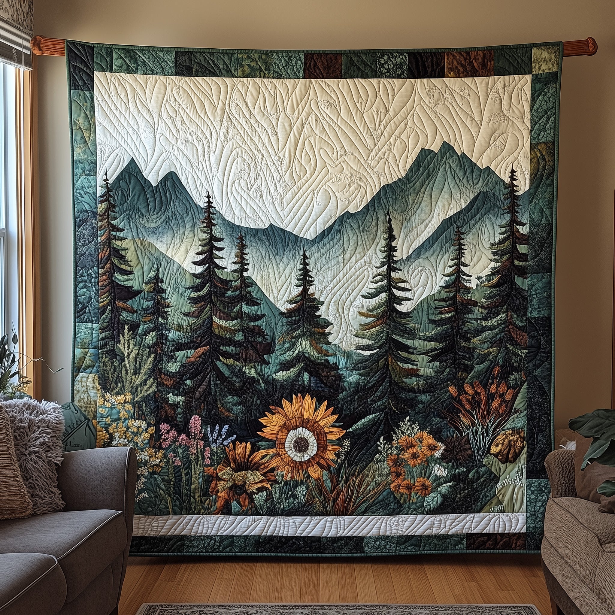 Peaceful Mountain Quilted Blanket Merchandise Throw BlanketMother'S Day Gifts For Daughter In Law