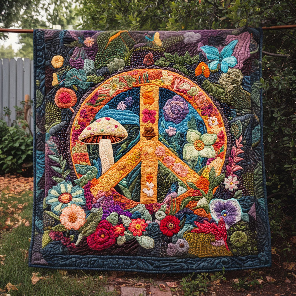 Peaceful Mushroom Dream Quilted Blanket Cute Mushroom Gifts