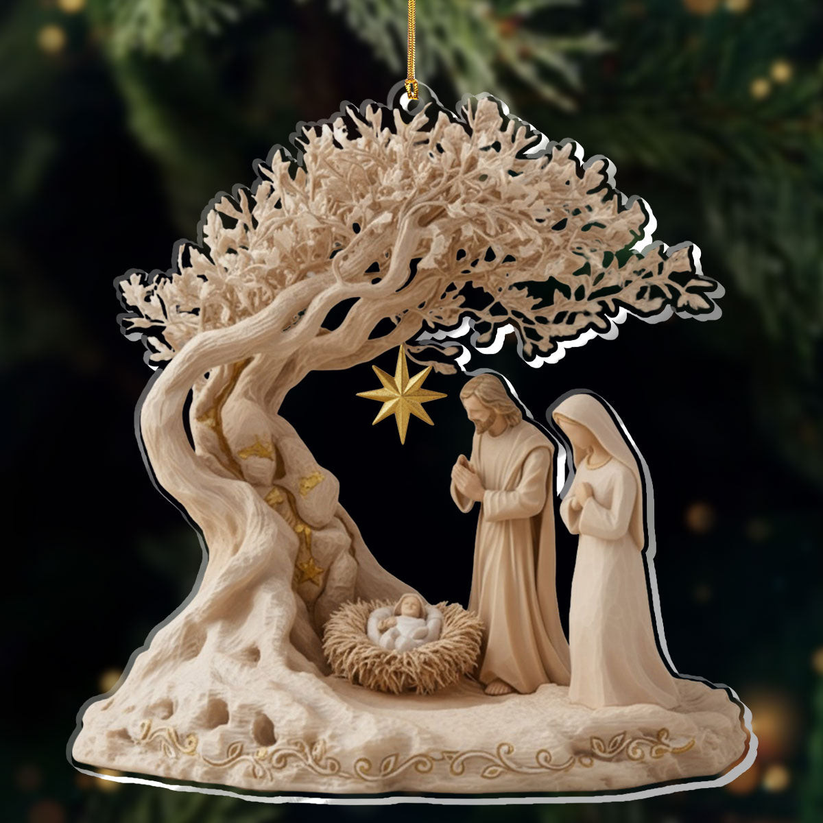 Peaceful Nativity Acrylic Christmas Ornament Christian Keepsake Gifts For Religious Woman