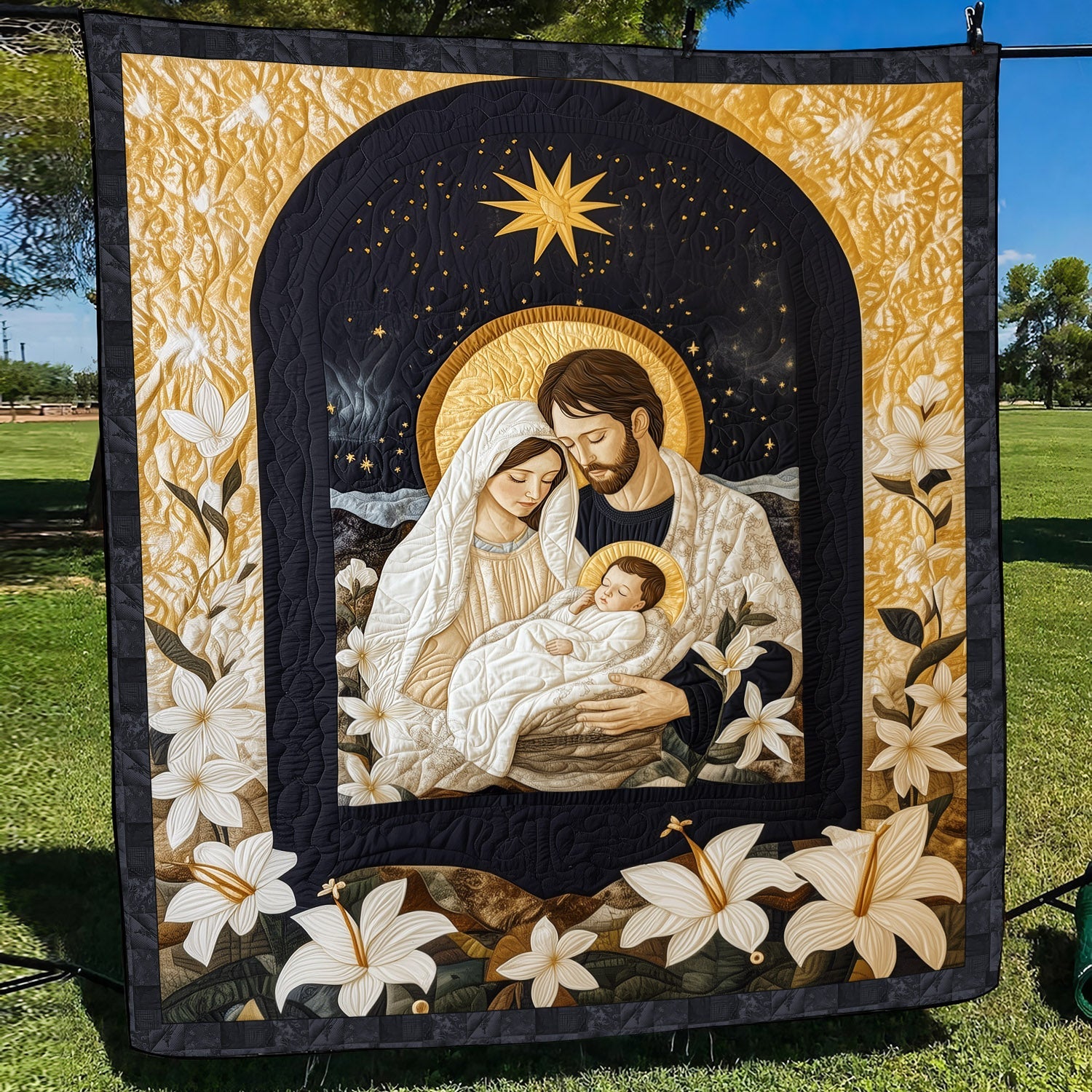 Peaceful Nativity Quilted Blanket Christian Christmas Gifts