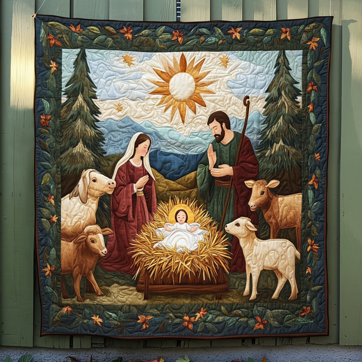Peaceful Nativity Quilted Blanket Christian Christmas Gifts