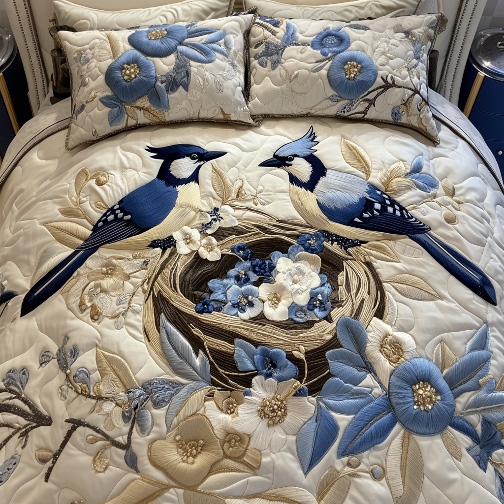 Peaceful Pair Quilted Bedding Set Unique Bed Sheet Set Christmas Presents For Bird Lovers