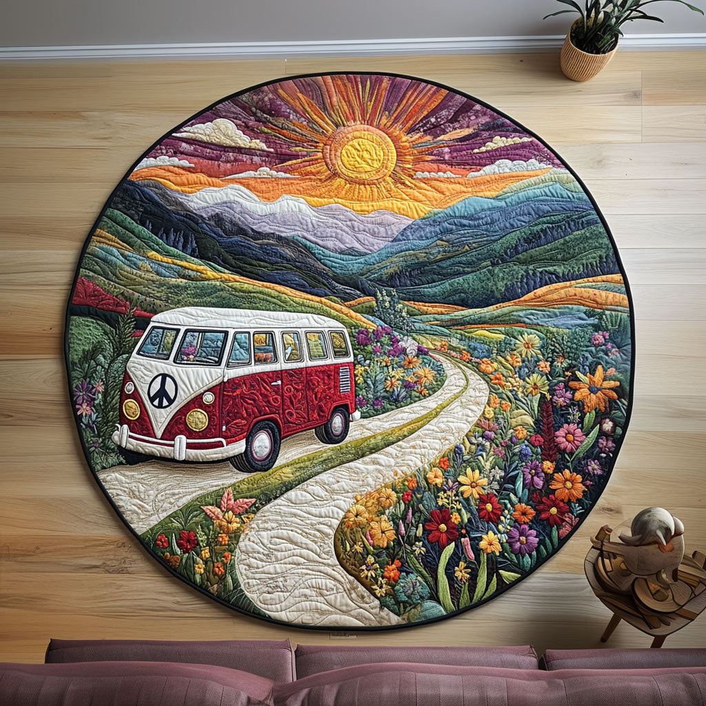 Peaceful Path Quilted Round Mat Christmas Entryway Decor Gifts For Farmer Husband