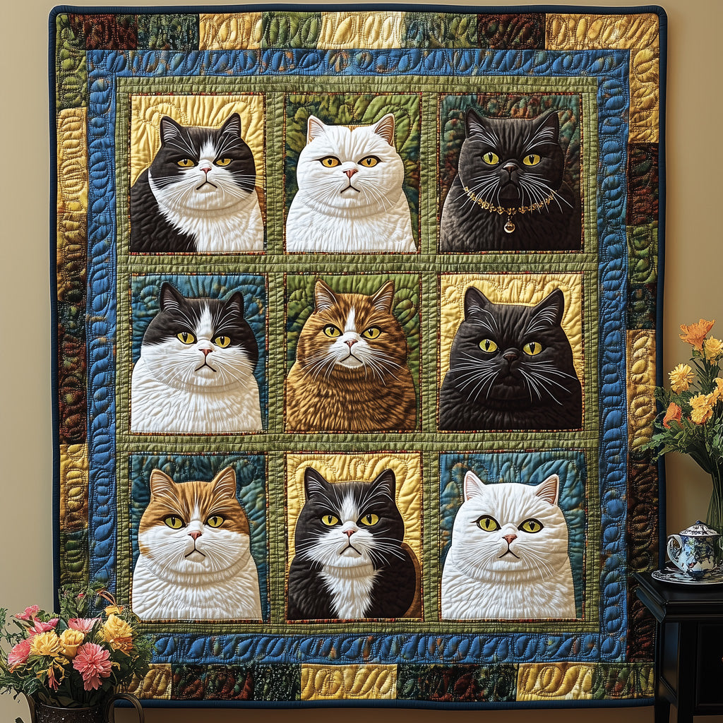 Peaceful Paws Quilted Blanket Novelty Gifts For Cat Lovers