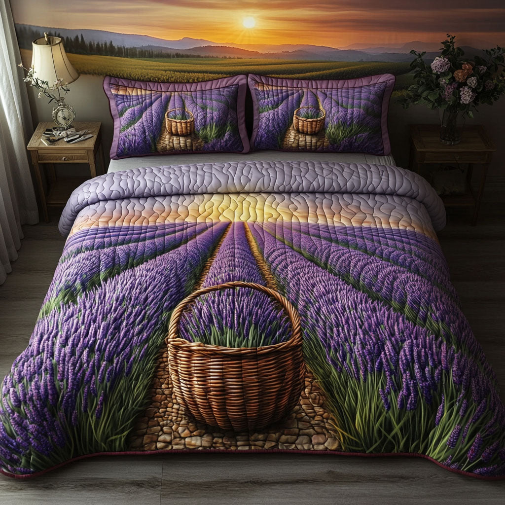 Peaceful Petals Quilted Bedding Set Bed Decor Ideas Flower Lavender Plant Gift