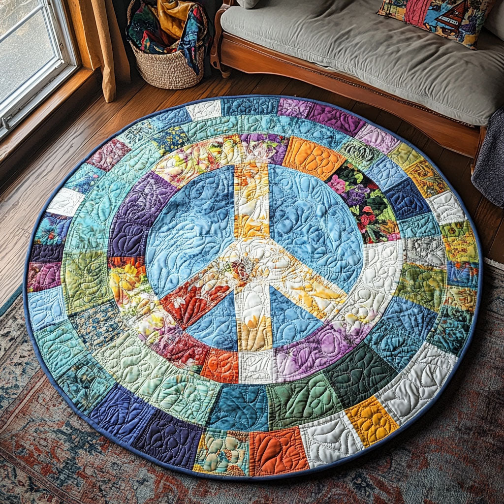 Peaceful Quilted Round Mat Door Entrance Decor Lavender Lover Gifts For Her