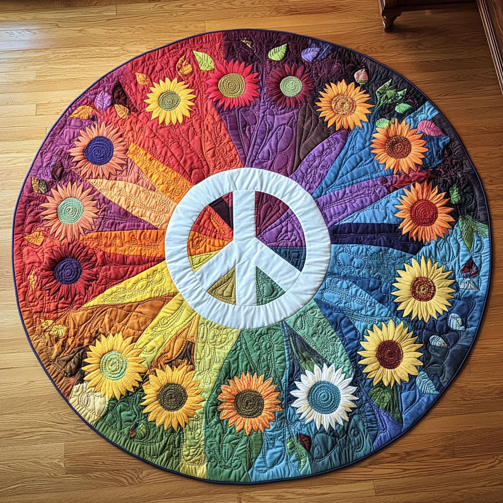 Peaceful Rays Quilted Round Mat Entryway Decor Gifts For Farm Wife