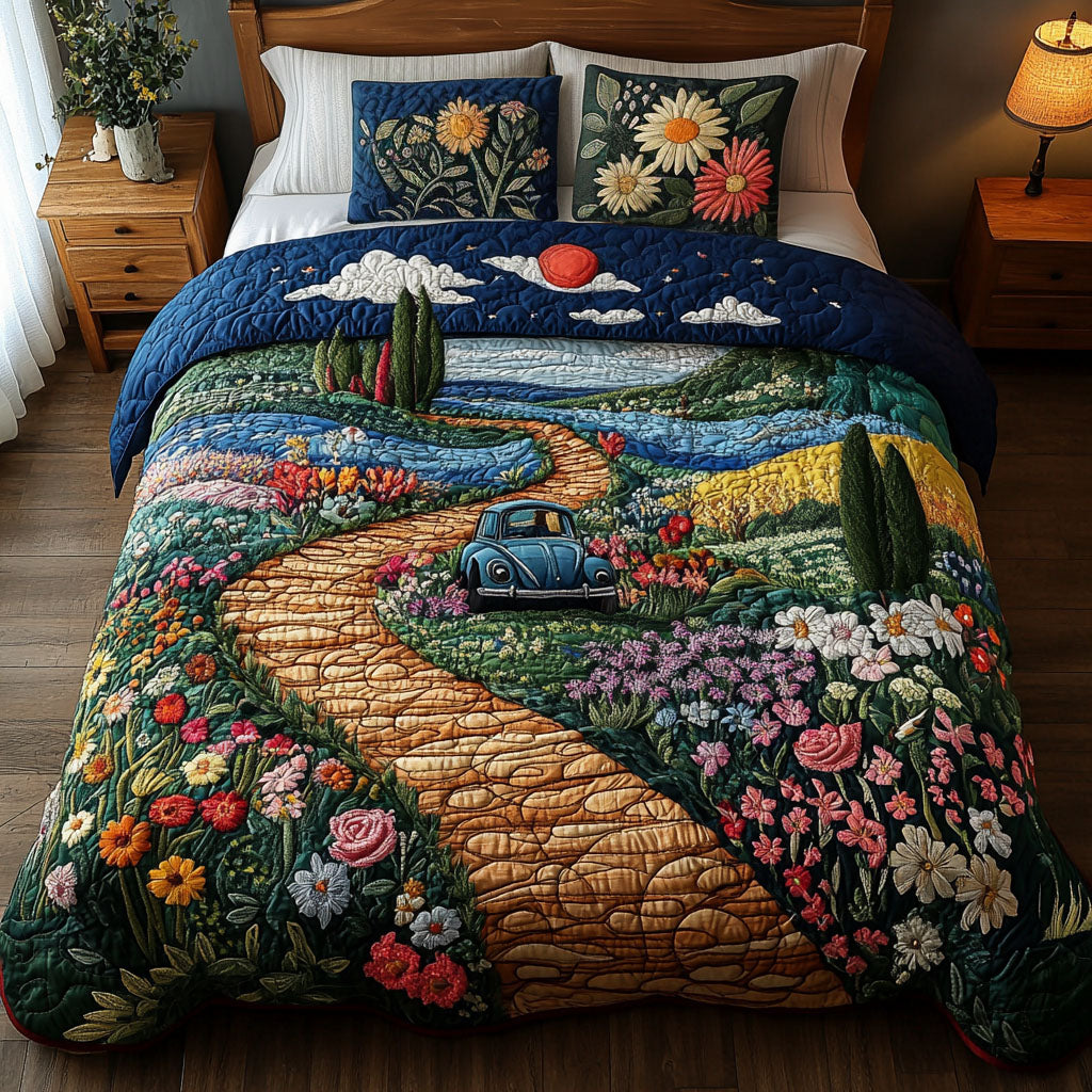 Peaceful Ride Quilted Bedding Set Bed Room Decoration Best Gifts For Hippie Mom